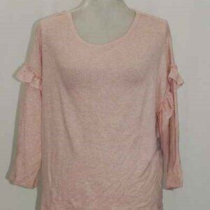 One Hart Ruffle-Trim Marled Sweater Pink XS